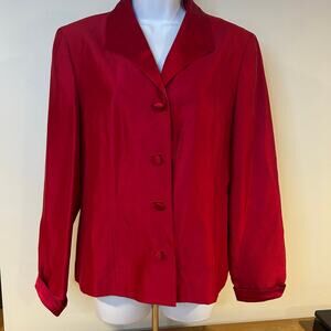 TALBOTS Size 10 100% Silk Red Blazer Holiday Womens Vintage Buttons